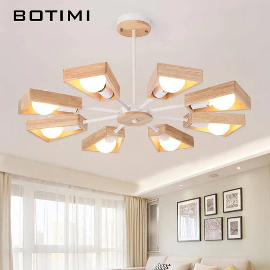 Lustre Led Ajustable En Bois Luminaire Chambre