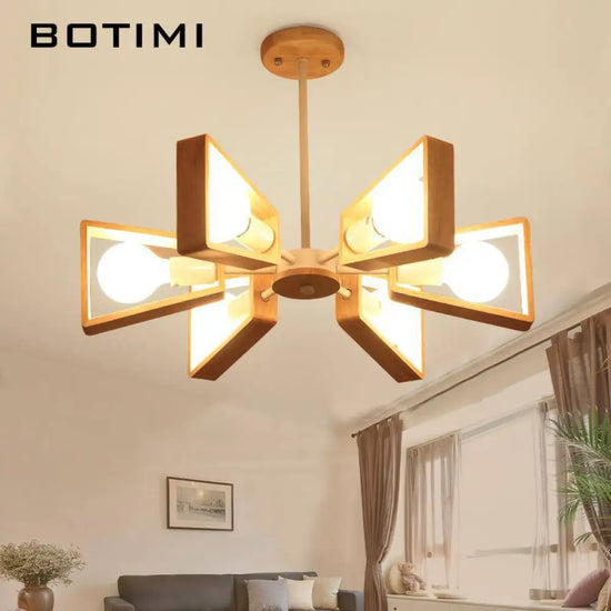 Lustre Led Ajustable En Bois Luminaire Chambre
