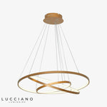 Lustre Led Anneaux Imbriqués Suspendus Luminaire Doré