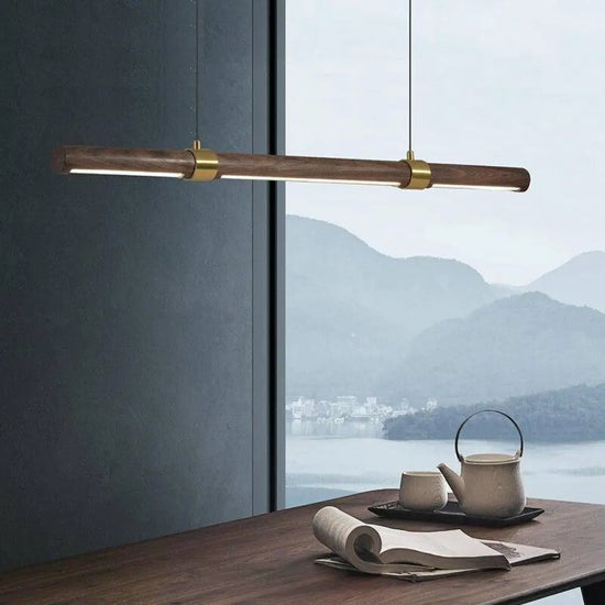 Lustre Led Bois Créatif Élancé Luminaire Chambre