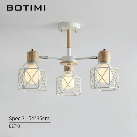Lustre Led Bois Moderne Métallique 3 Lampes Luminaire Chambre