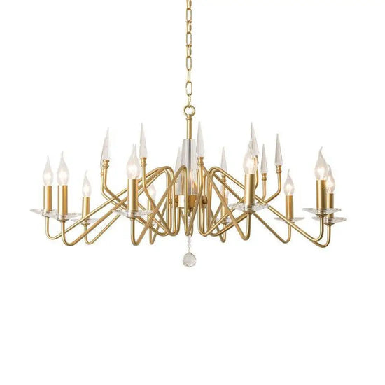 Lustre Led Branches Dorées Crystal Luminaire Chambre