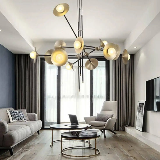Lustre Led Design Branches Dorées Modernes Luminaire Doré