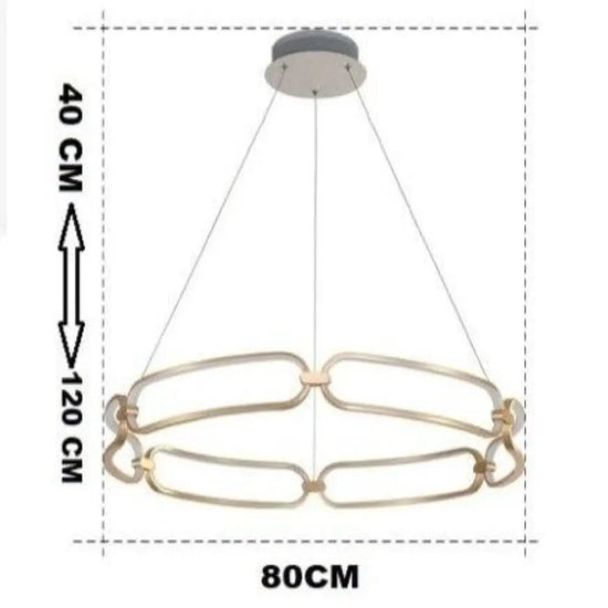 Lustre Led Doré Anneaux Pavia 80Cm / Chaude Luminaire