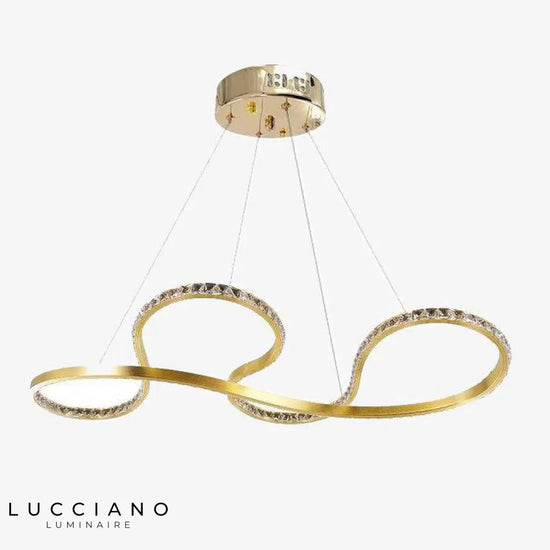 Lustre Led Doré Cristal Design. Doré / 73X34X83Cm Luminaire