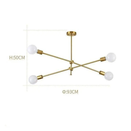 Lustre Led Doré En Verre Design 4 Lampes Luminaire Chambre