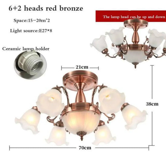 Lustre Led Fleurs Abat-Jour 8 Lampes - Rouge Luminaire Chambre