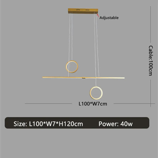Lustre Led Minimaliste Reez Métal Doré Luminaire Doré