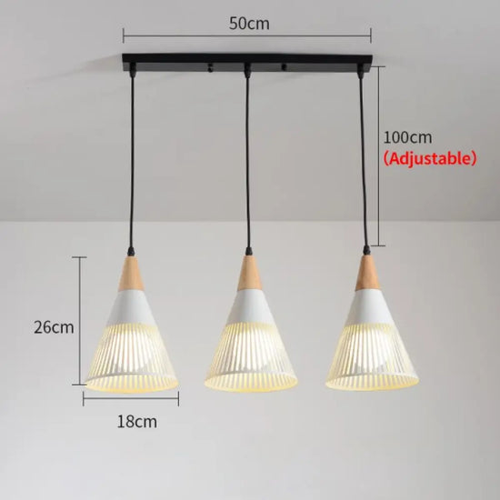 Lustre Led Moderne Abril Conique A - Blanc 3 Lampes Luminaire Chambre