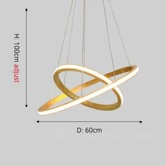 Lustre Led Moderne Anneaux Bois Ibarne 2 - 40X60 Cm / Chaude Luminaire Chambre