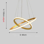 Lustre Led Moderne Anneaux Bois Ibarne 2 - 60X80 Cm / Chaude Luminaire Chambre