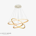 Lustre Led Moderne Anneaux Bois Ibarne 3 - 20X40X60 Cm / Chaude Luminaire Chambre