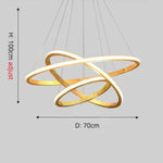 Lustre Led Moderne Anneaux Bois Ibarne 3 - 30X50X70 Cm / Chaude Luminaire Chambre