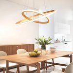 Lustre Led Moderne Anneaux Bois Ibarne Luminaire Chambre