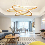 Lustre Led Moderne Anneaux Bois Ibarne Luminaire Chambre