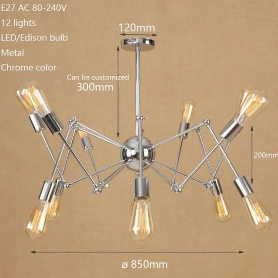 Lustre Led Moderne Makari Araignée Ajustable 12 Lampes - Chromé B Luminaire Doré