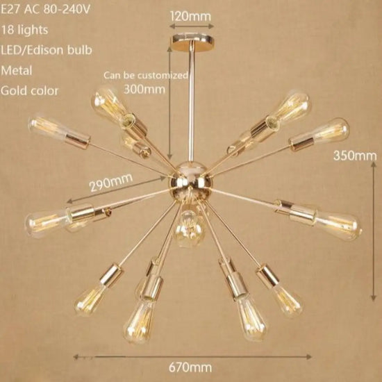 Lustre Led Moderne Makari Araignée Ajustable 18 Lampes - Doré A Luminaire Doré