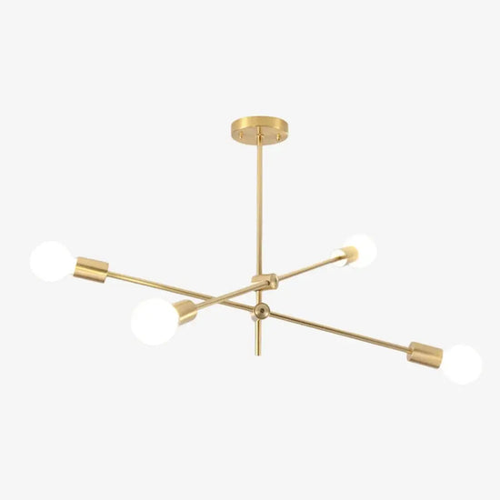 Lustre Led Tubes Dorés Design 4 Lampes Luminaire Doré