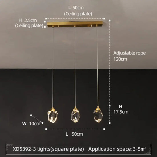 Lustre Led Tyana En Cristal Moderne 3 Lampes Luminaire Chambre