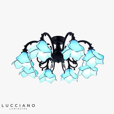 Lustre LED Verre Fleurs Colorées