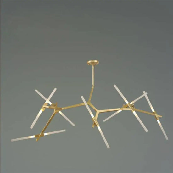 Lustre Nordique À Plusieurs Branches Doré - 14 Lampes Luminaire Doré