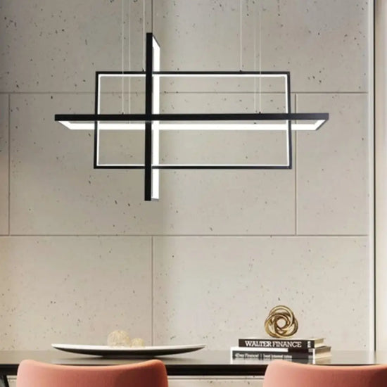 Lustre Rectangulaire Métallique Moderne Luminaire Chambre