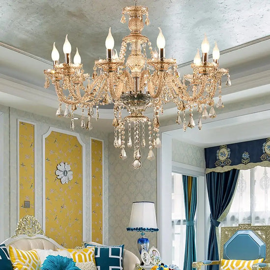 Lustre cristal ancien laiton