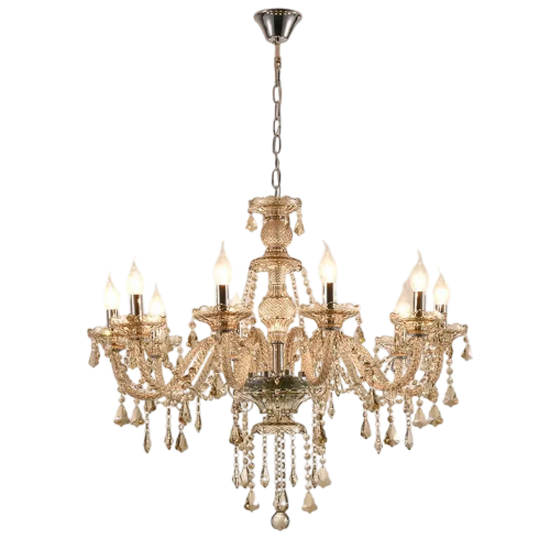 Lustre Salon En Cristal Ancien Doré