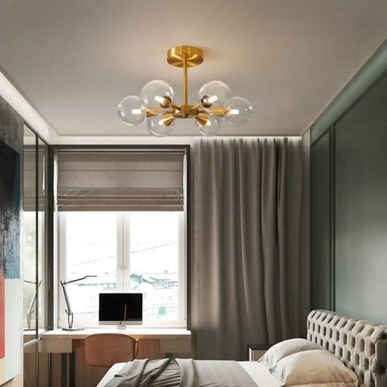 Lustre Scandinave Doré Salon Salle À Manger Et Chambre C: 6 Lampes / Transparent