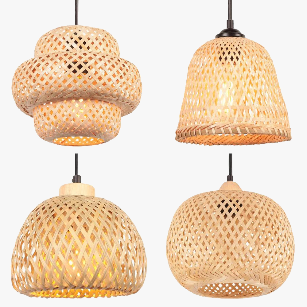 lustre tissé à la main en bambou avec led intégrée