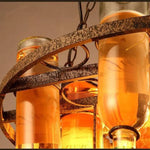 Lustre Vintage Métal Bouteilles Colorées Luminaire Chambre