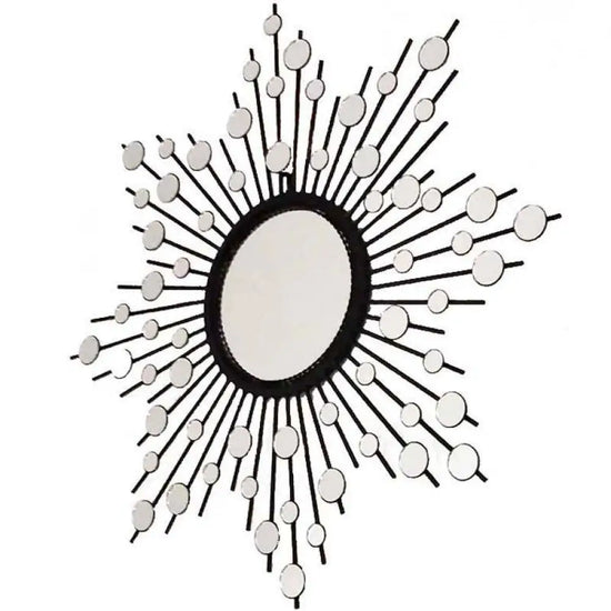 Miroir Mural Décoratif Soleil Rond Luminaire Doré