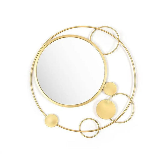Miroir Mural Design Multi-Ronds Luminaire Doré