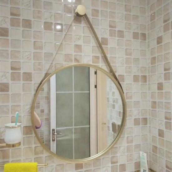 Miroir Mural Rond Suspendu Personality Luminaire Doré
