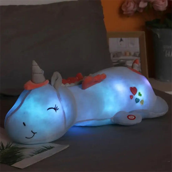 Peluche veilleuse licorne à lumière LED