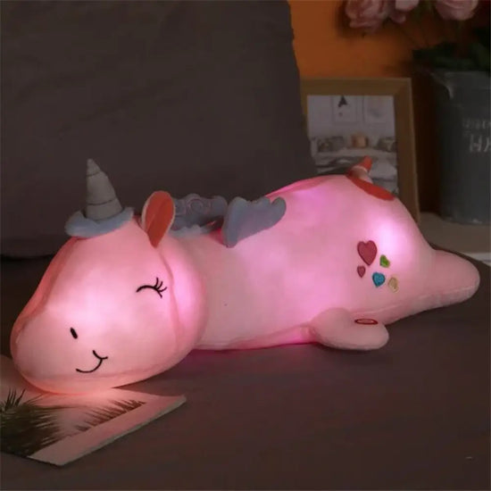 Peluche veilleuse licorne à lumière LED