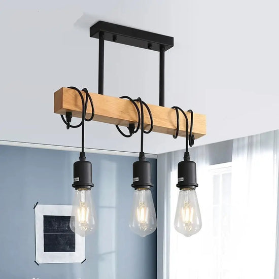 Plafonnier bois lampes
