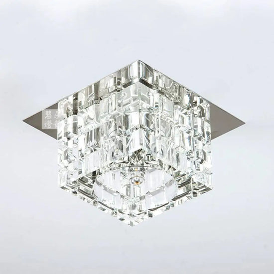 Plafonnier Cristal Cubique Chrome Luminaire Chambre