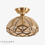 Plafonnier Doré Rustique En Verre Led Luminaire Chambre