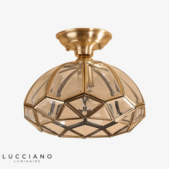 Plafonnier Doré Rustique En Verre Led Luminaire Chambre