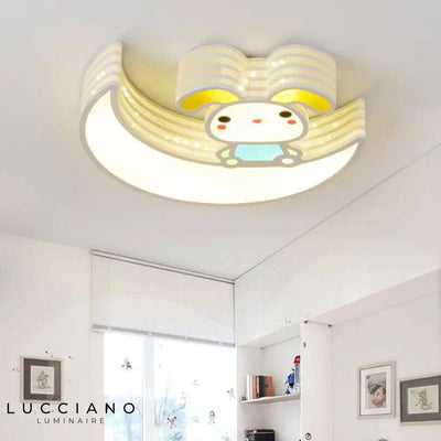 Children's moon and rabbit ceiling light