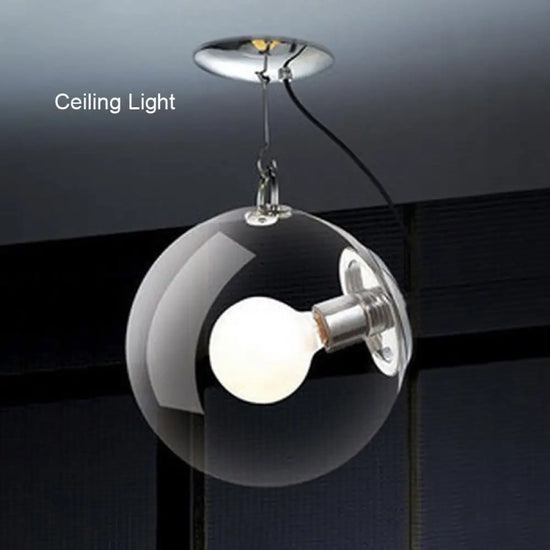 Plafonnier Industriel Argenté Globe Verre Luminaire Chambre