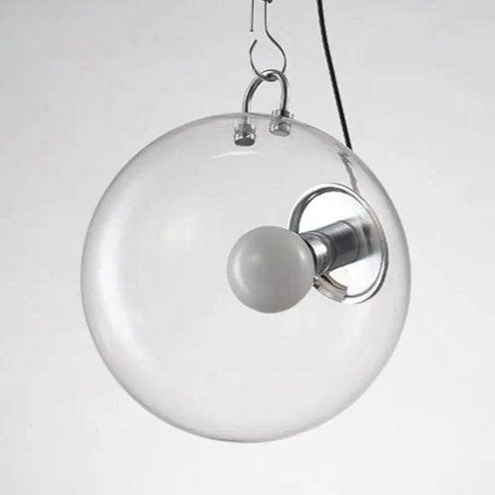 Plafonnier Industriel Argenté Globe Verre Luminaire Chambre