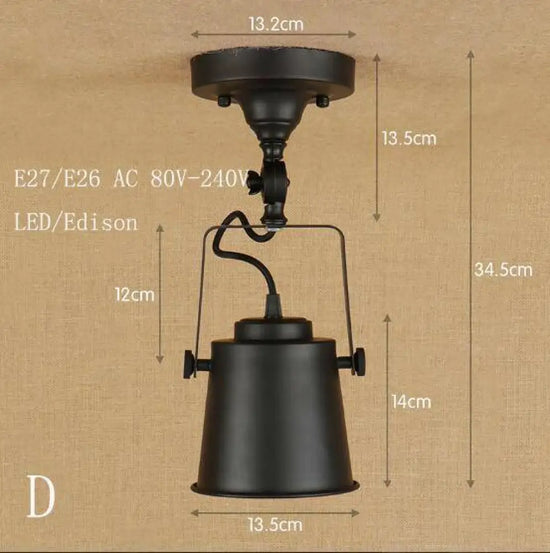 Plafonnier Industriel Led Métal Rétro Luminaire Chambre