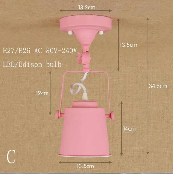 Plafonnier Industriel Led Métal Rétro Luminaire Chambre