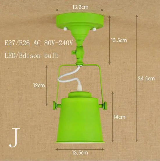 Plafonnier Industriel Led Métal Rétro Vert Luminaire Chambre
