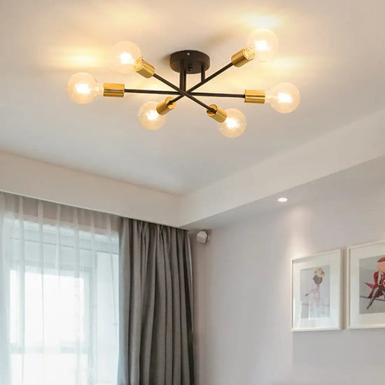 Plafonnier Led 6 Lampes Métal Entrecroisées Luminaire Chambre