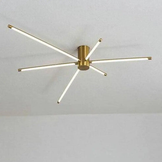 Plafonnier Led À Barres Design 6 / Doré Chaude Luminaire Chambre