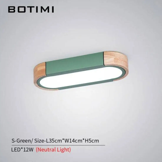 Plafonnier Led Bois Arrondi Loft Vert / S Non Luminaire Chambre