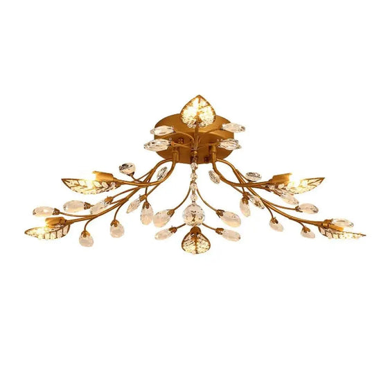 Plafonnier Led Cristal Fleurs Feuilles Luminaire Chambre